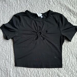 Princess Polly - Black Crop with Flower Cut out - Size 4/Small